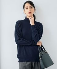 【オンワード】 自由区>トップス 【洗える】ソフトウールハイゲージハイネック ニット ネイビー 38 レディース