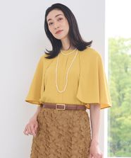 【オンワード】 自由区>トップス 【洗える】バックサテンジョーゼット ブラウス イエロー 38 レディース
