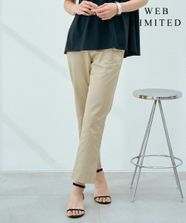 【オンワード】 J.PRESS LADIES S（小さいサイズ）>パンツ 【WEB限定・洗える】シャンブレーサテン テーパード パンツ 【WEB限定】ベージュ P7 レディース